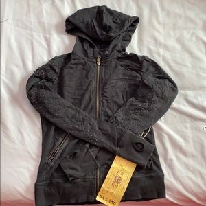 Da Nang studded zip hoodie 喜 thumb holes XS